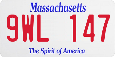 MA license plate 9WL147