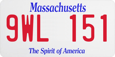 MA license plate 9WL151