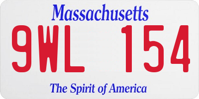 MA license plate 9WL154