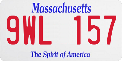MA license plate 9WL157