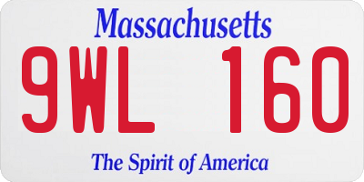 MA license plate 9WL160