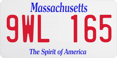 MA license plate 9WL165