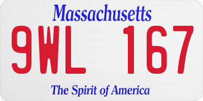 MA license plate 9WL167