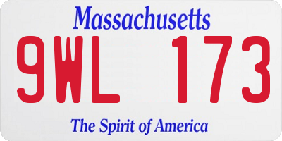 MA license plate 9WL173