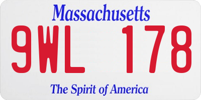 MA license plate 9WL178