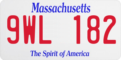 MA license plate 9WL182
