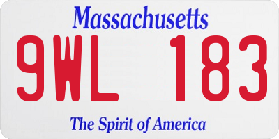 MA license plate 9WL183