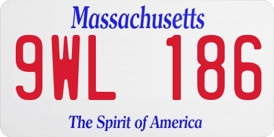 MA license plate 9WL186