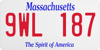 MA license plate 9WL187