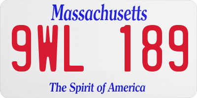 MA license plate 9WL189