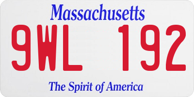 MA license plate 9WL192