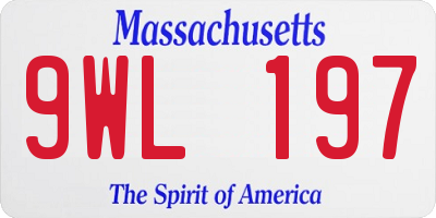 MA license plate 9WL197