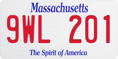 MA license plate 9WL201