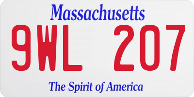 MA license plate 9WL207