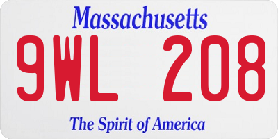 MA license plate 9WL208