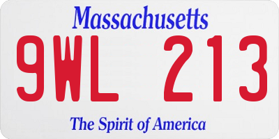 MA license plate 9WL213