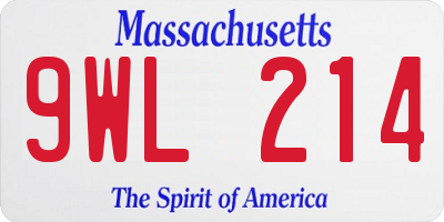 MA license plate 9WL214