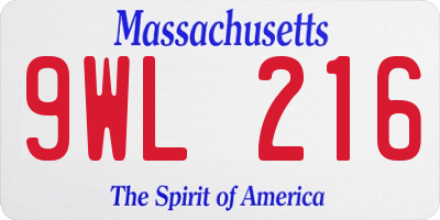 MA license plate 9WL216