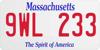 MA license plate 9WL233