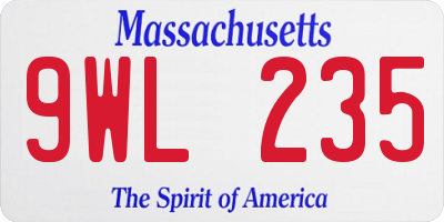 MA license plate 9WL235