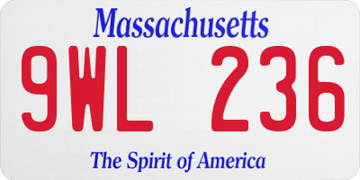 MA license plate 9WL236