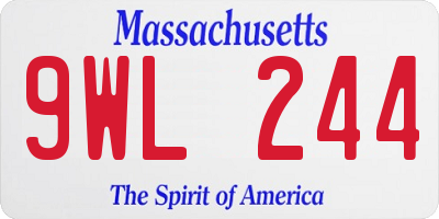 MA license plate 9WL244