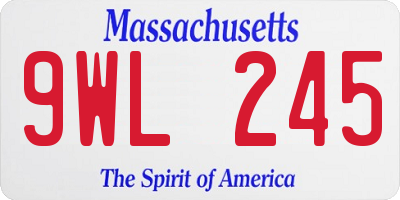 MA license plate 9WL245