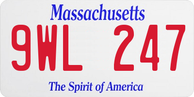 MA license plate 9WL247