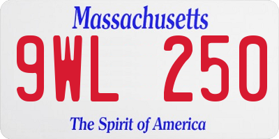 MA license plate 9WL250