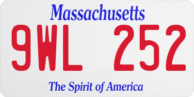 MA license plate 9WL252