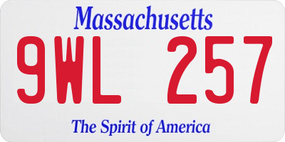 MA license plate 9WL257