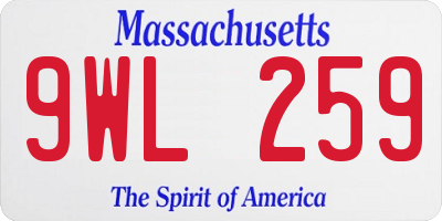 MA license plate 9WL259