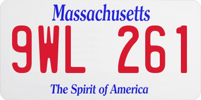 MA license plate 9WL261