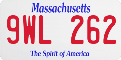 MA license plate 9WL262