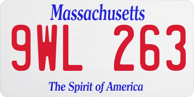 MA license plate 9WL263