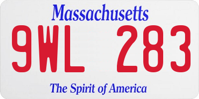 MA license plate 9WL283