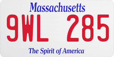 MA license plate 9WL285