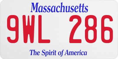 MA license plate 9WL286