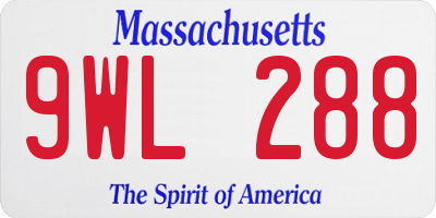 MA license plate 9WL288