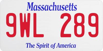 MA license plate 9WL289