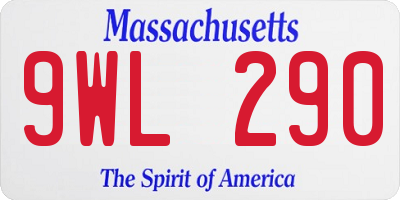 MA license plate 9WL290