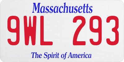 MA license plate 9WL293