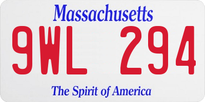 MA license plate 9WL294