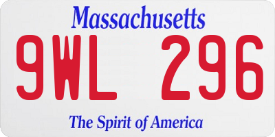 MA license plate 9WL296