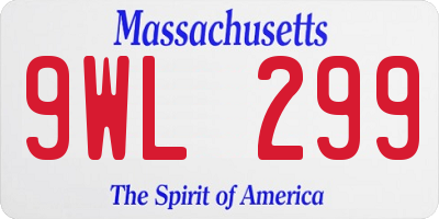 MA license plate 9WL299
