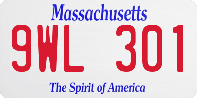 MA license plate 9WL301