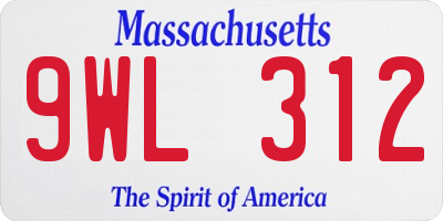 MA license plate 9WL312