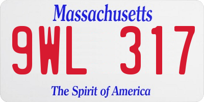 MA license plate 9WL317