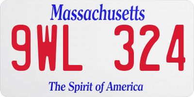 MA license plate 9WL324