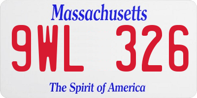 MA license plate 9WL326
